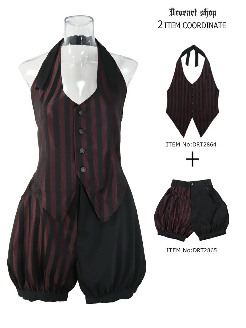 Deorart,ディオラート,V系,ストライプ,ホラー,地雷系,執事風ギャルソン,マント,ベスト,ジレ,中世,王子,セットアップ,V系,ヴィジュアル系,コーデ,ホスト,コンカフェ,ライブ,ファッション,ダンス衣装,メンズ,レディス,男装