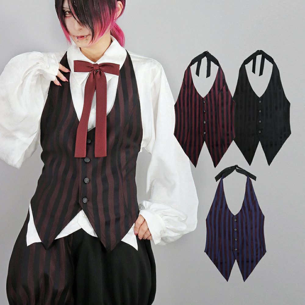 Deorart,ディオラート,V系,ストライプ,ホラー,地雷系,執事風ギャルソン,マント,ベスト,ジレ,中世,王子,セットアップ,V系,ヴィジュアル系,コーデ,ホスト,コンカフェ,ライブ,ファッション,ダンス衣装,メンズ,レディス,男装