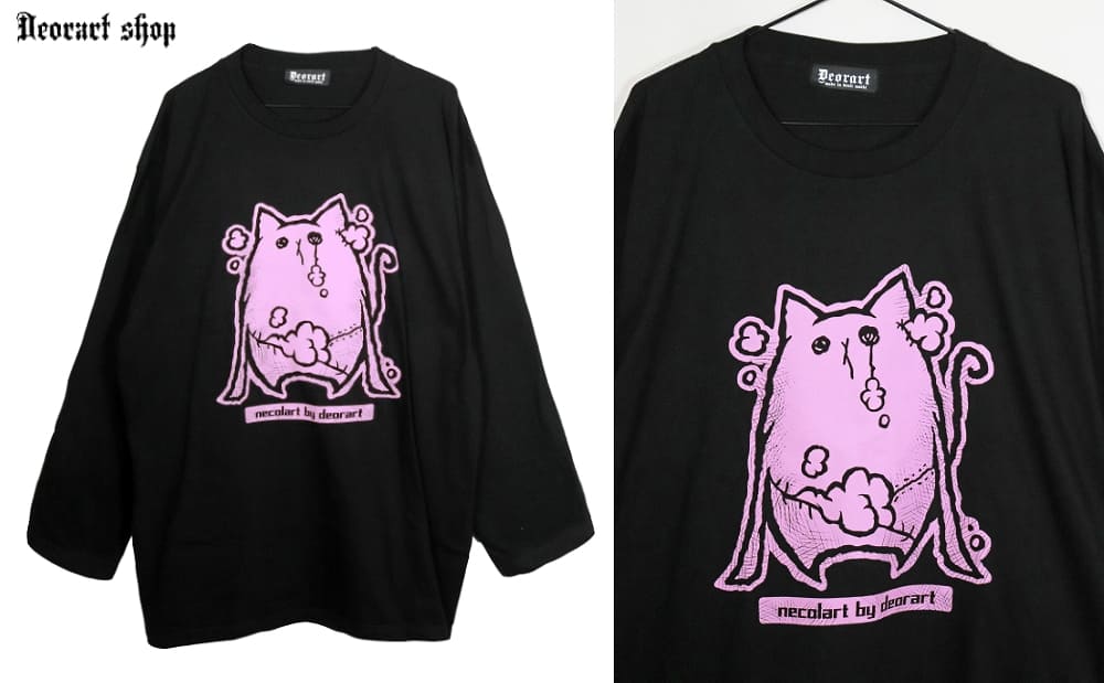 Deorart,ディオラート,necola,necolart,ネコラ,ネコラート,病みかわ,キャラクター,地雷,猫,プリント,イラスト,メンズ,レディス,ビッグT,大きいサイズ,オーバーサイズ,Tシャツ,ロンT,通販,ブランド