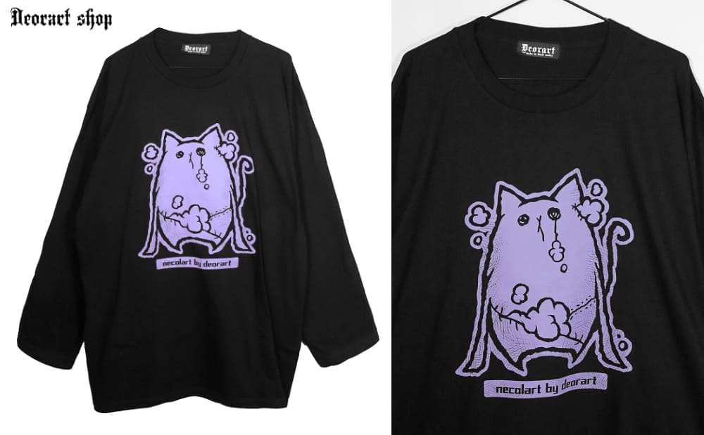 Deorart,ディオラート,necola,necolart,ネコラ,ネコラート,病みかわ,キャラクター,地雷,猫,プリント,イラスト,メンズ,レディス,ビッグT,大きいサイズ,オーバーサイズ,Tシャツ,ロンT,通販,ブランド