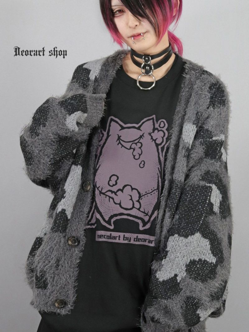 Deorart,ディオラート,necola,necolart,ネコラ,ネコラート,病みかわ,キャラクター,地雷,猫,プリント,イラスト,メンズ,レディス,ビッグT,大きいサイズ,オーバーサイズ,Tシャツ,ロンT,通販,ブランド