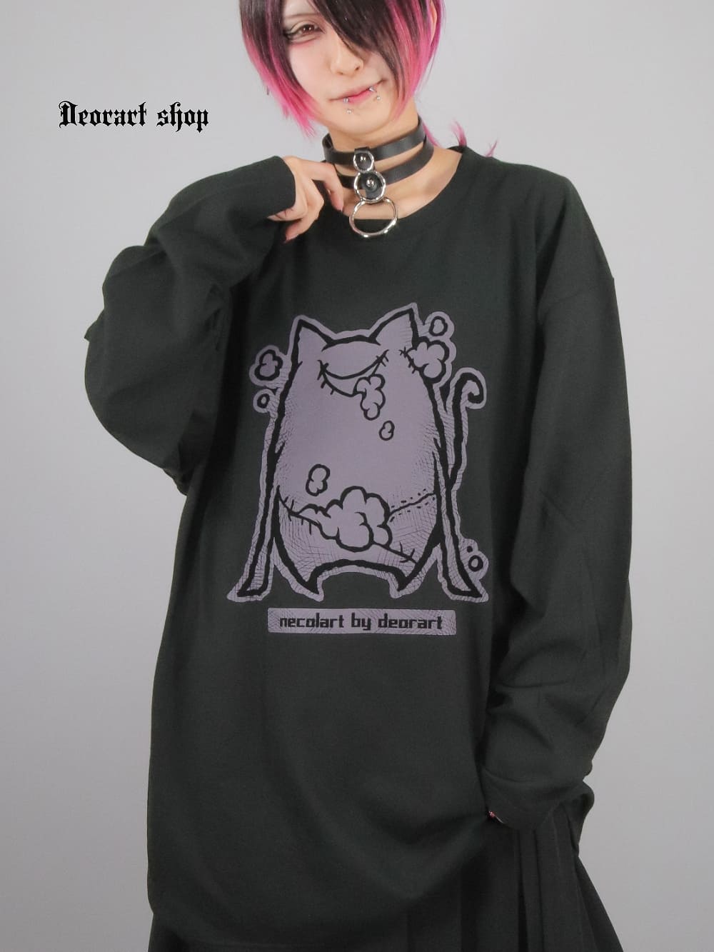 Deorart,ディオラート,necola,necolart,ネコラ,ネコラート,病みかわ,キャラクター,地雷,猫,プリント,イラスト,メンズ,レディス,ビッグT,大きいサイズ,オーバーサイズ,Tシャツ,ロンT,通販,ブランド