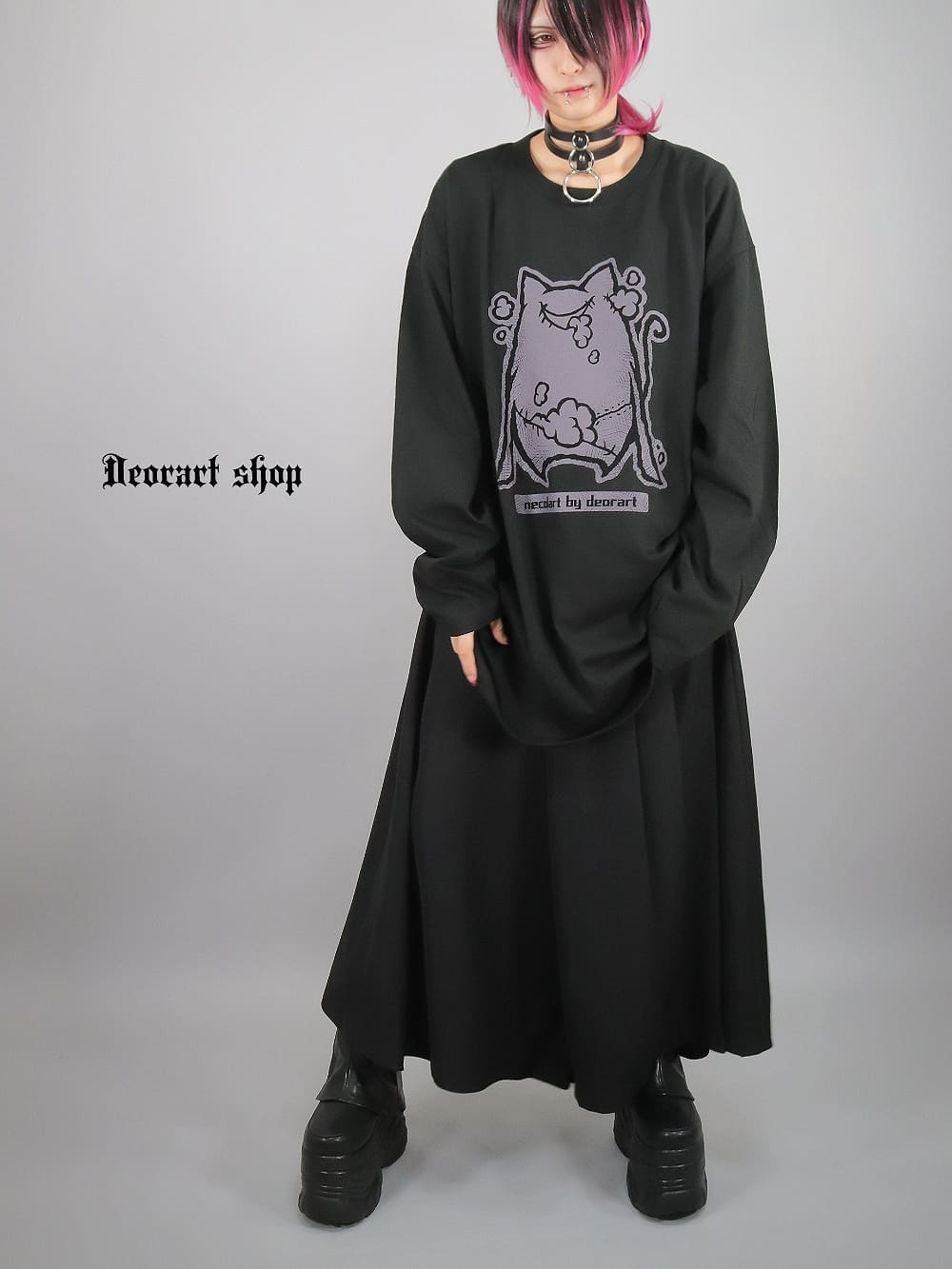 Deorart,ディオラート,necola,necolart,ネコラ,ネコラート,病みかわ,キャラクター,地雷,猫,プリント,イラスト,メンズ,レディス,ビッグT,大きいサイズ,オーバーサイズ,Tシャツ,ロンT,通販,ブランド