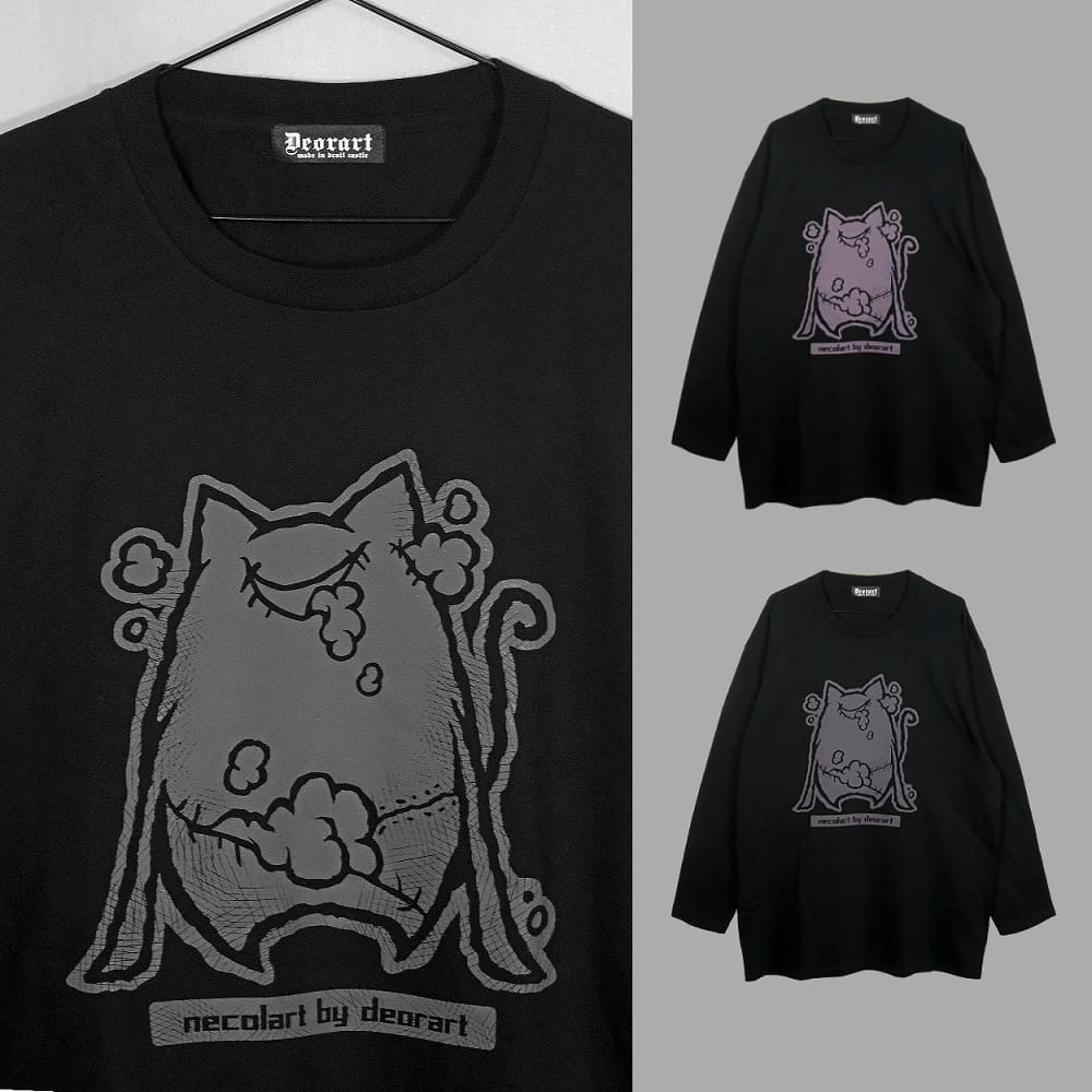 Deorart,ディオラート,necola,necolart,ネコラ,ネコラート,病みかわ,キャラクター,地雷,猫,プリント,イラスト,メンズ,レディス,ビッグT,大きいサイズ,オーバーサイズ,Tシャツ,ロンT,通販,ブランド