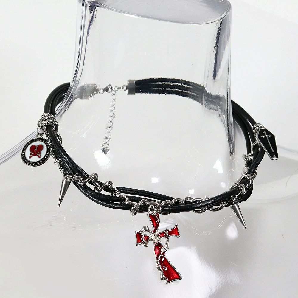 BY1181 [2WAY] ゴシックチャーム・カスタムチョーカー [十字架・棺桶